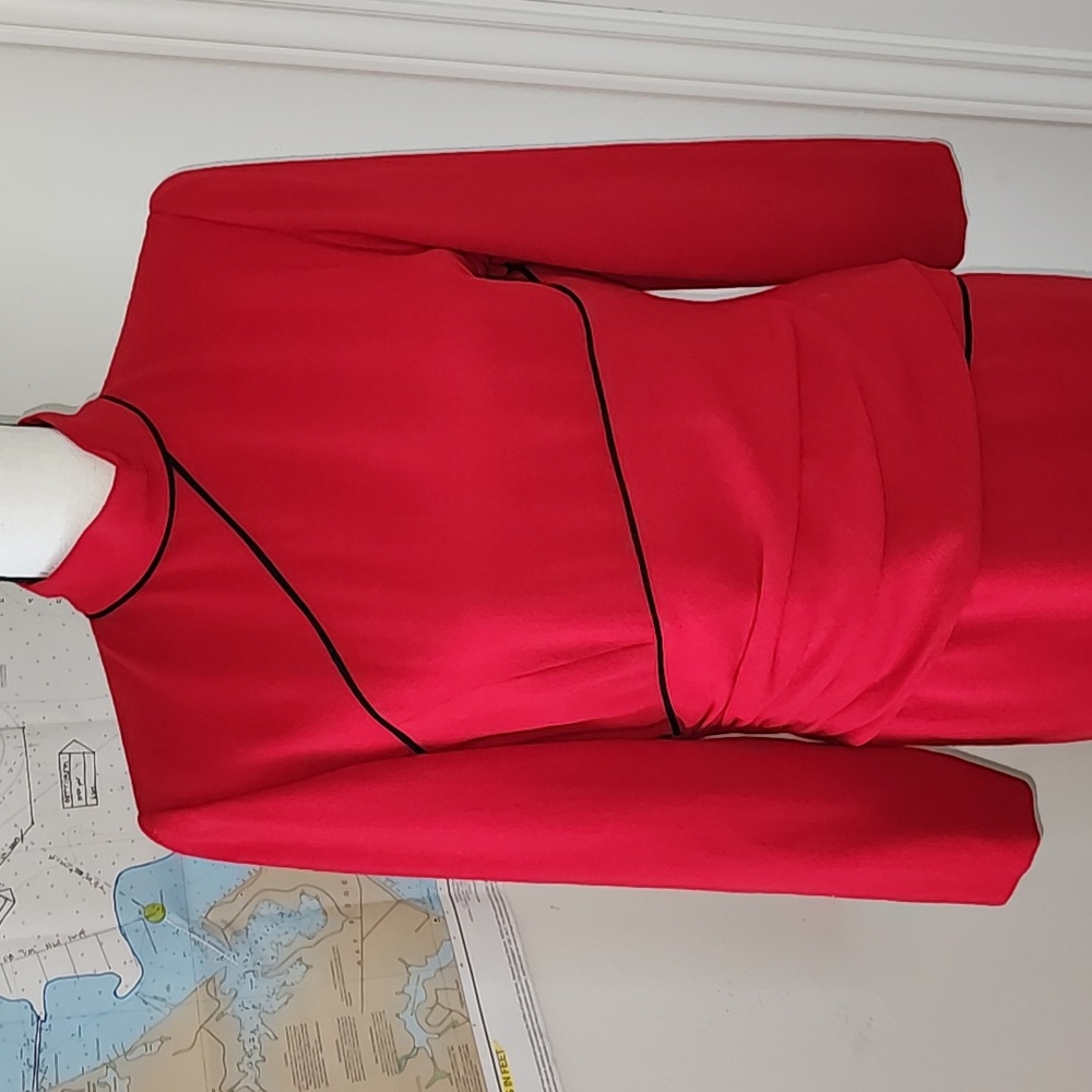 VINTAGE "HELGA" RED/BLACK DRESS SZ 8? - Picture 2 of 8